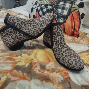 Naot Leopard Print Ankle Boots